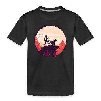 Course de canicross de cross-country avec chien Coureur de Canicross - T-shirt bio Premium Enfant - noir - Devant