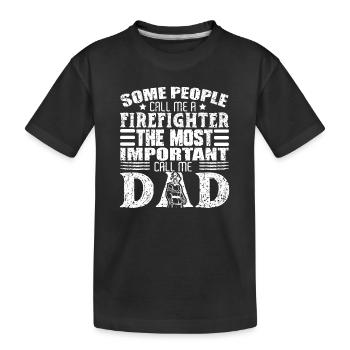 Feuerwehrmann Vater Papa Feuerwache Helden - Kinder Premium Bio T-Shirt - Schwarz - Vorne