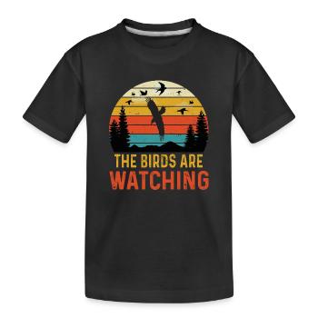 Vögel beobachten Orinthologe Birding Birdwatching - Kinder Premium Bio T-Shirt - Schwarz - Vorne