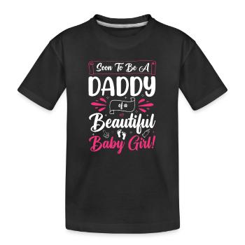 Father-to-be Father Daughter Girl Parents Child - Kids' Premium Organic T-Shirt - black - Front