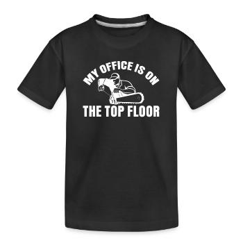 Holz Kettensäge Holzfäller Holzarbeiter Klettern - Kinder Premium Bio T-Shirt - Schwarz - Vorne
