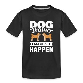 Dresseur de chien sur la place du chien dans le dressage de chien - T-shirt bio Premium Enfant - noir - Devant