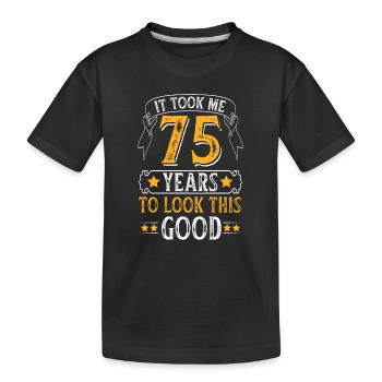 Geburtstag 75 Jahre Geburtstagsfeier Alter Datum - Kinder Premium Bio T-Shirt - Schwarz - Vorne