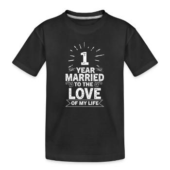 1 year married funny 1st wedding anniversary - Kids' Premium Organic T-Shirt - black - Front