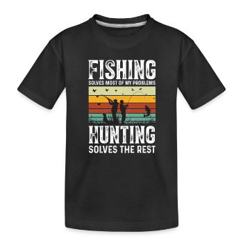 Pêche Chasse Hameçon Chasseur Chasse Chasse Bait Morsure - T-shirt bio Premium Enfant - noir - Devant