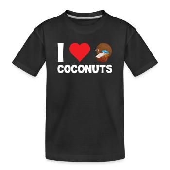 Kokosnuss Kokoswasser Palmenblätter Kokosmilch - Kinder Premium Bio T-Shirt - Schwarz - Vorne
