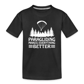 Paragliding Gleitschirmflieger Fallschirm Para - Kinder Premium Bio T-Shirt - Schwarz - Vorne