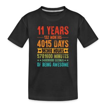 11 years 11th birthday gift - Kids' Premium Organic T-Shirt - black - Front