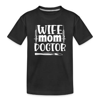 Épouse Mère Docteur Doctorat Plaisir Académique - T-shirt bio Premium Enfant - noir - Devant