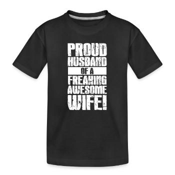 GLÜCKLICHE FRAU GLÜCKLICHES LEBEN Ehefrau Partner - Kinder Premium Bio T-Shirt - Schwarz - Vorne