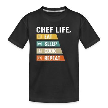Chef Beani, Chef, Cuisine, Cinq étoiles, Or, 5, - T-shirt bio Premium Enfant - noir - Devant