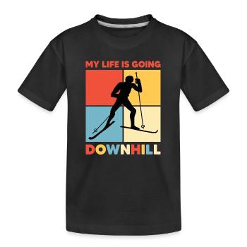 Skispringer Skispringen Wintersport Extremsport - Kinder Premium Bio T-Shirt - Schwarz - Vorne