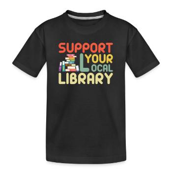 Bibliothek Bibliothekar Lesen - Kinder Premium Bio T-Shirt - Schwarz - Vorne