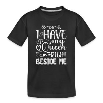 Newly married wedding couple partner look - Kids' Premium Organic T-Shirt - black - Front