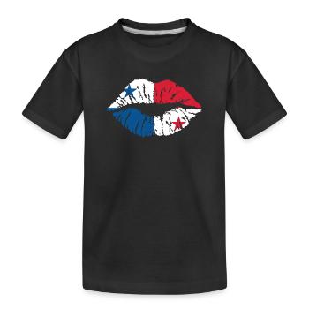 Panama herz Flagge Fahne Zentralamerika Kanal - Kinder Premium Bio T-Shirt - Schwarz - Vorne