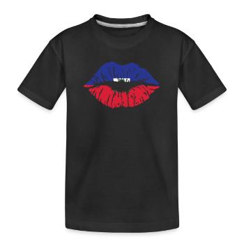 Haiti Herzschlag Flagge Vintage Haiti Herz - Kinder Premium Bio T-Shirt - Schwarz - Vorne