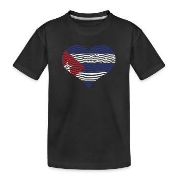 Kuba Flagge herz Fahne Kubaner - Kinder Premium Bio T-Shirt - Schwarz - Vorne