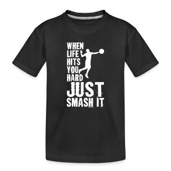 Volleyball Volley Aufschlag Volleyballspieler - Kinder Premium Bio T-Shirt - Schwarz - Vorne