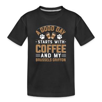 Brussels Griffon Brussels dog breed coffee - Kids' Premium Organic T-Shirt - black - Front