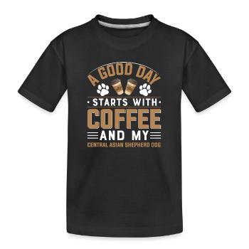 Chiens buveurs de café Ovcharka d’Asie centrale - T-shirt bio Premium Enfant - noir - Devant