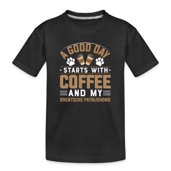 Drentscher Poulet Chien Café Boire de la Patte de Caféine - T-shirt bio Premium Enfant - noir - Devant
