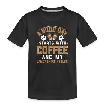 Lancashire Heeler Hunderasse Kaffee Trinken Pfote - Kinder Premium Bio T-Shirt - Schwarz - Vorne