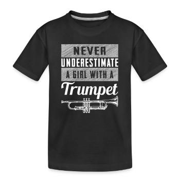 Trumpet Girls Brass Band Orchestra Musician - Kids' Premium Organic T-Shirt - black - Front