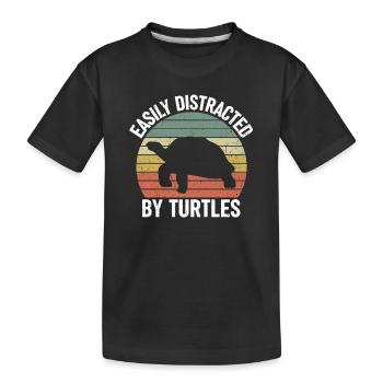 J’aime les tortues de mer animal de compagnie - T-shirt bio Premium Enfant - noir - Devant