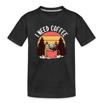 Café Sarcasme Amis Bonheur Paresseux Cappuccino - T-shirt bio Premium Enfant - noir - Devant