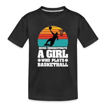 Basketball Woman Women's Basketball - Kids' Premium Organic T-Shirt - black - Front