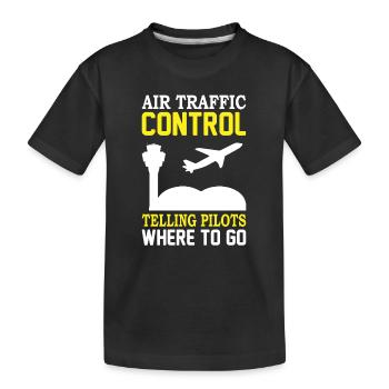 Air Traffic Controller Air Traffic Tower Controller Flight Attendant - Kids' Premium Organic T-Shirt - black - Front