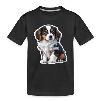 chiot mignon / chiot Berger australien - T-shirt bio Premium Enfant - noir - Devant
