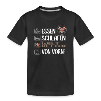 Super Feuerwehrmann Feuerwehrfrau rettet die Welt - Kinder Premium Bio T-Shirt - Schwarz - Vorne