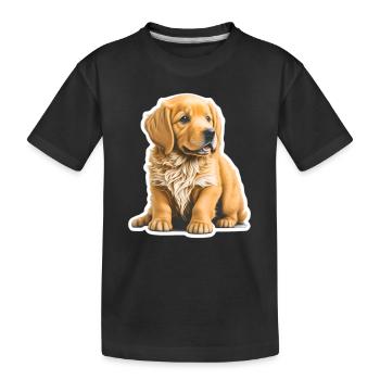 Chiot mignon / chiot Golden Retriever - T-shirt bio Premium Enfant - noir - Devant