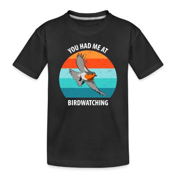 Vogelbeobachtung Vögel Beobachten Birding Vogel - Kinder Premium Bio T-Shirt - Schwarz - Vorne