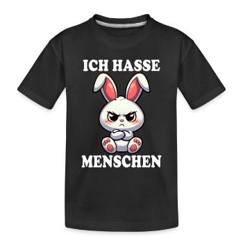 ICH HASSE MENSCHEN Hase - Kinder Premium Bio T-Shirt - Schwarz - Vorne