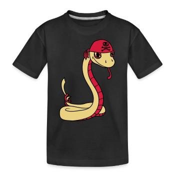 schlange pirat seeraeuber kapitaen matrose seebaer - Kinder Premium Bio T-Shirt - Schwarz - Vorne