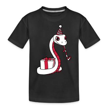 geburtstag feiern party geschenk schlange gesicht - Kinder Premium Bio T-Shirt - Schwarz - Vorne