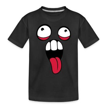 verrueckt gesicht kopf augen zunge mund rausstreck - Kinder Premium Bio T-Shirt - Schwarz - Vorne