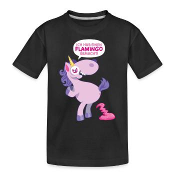 Einhorn Flamingo gemacht - Kinder Premium Bio T-Shirt - Schwarz - Vorne