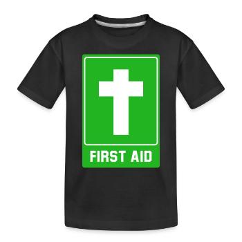 Cross First aid - Kids' Premium Organic T-Shirt - black - Front