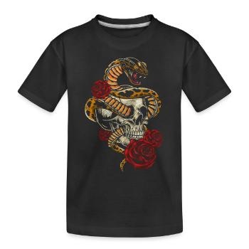 Skull Hardrock Biker - Kids' Premium Organic T-Shirt - black - Front