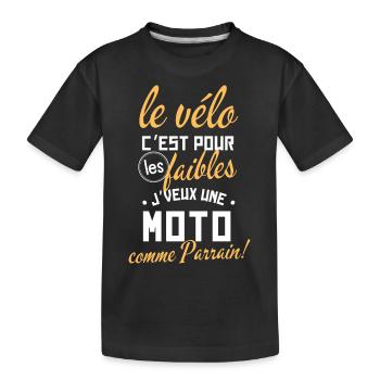 Une moto comme parrain - idée cadeau enfant bébé - T-shirt bio Premium Enfant - noir - Devant