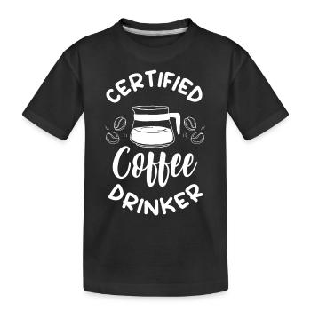 Kaffeebohne Frühaufsteher Getränk - Kinder Premium Bio T-Shirt - Schwarz - Vorne
