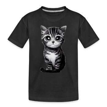 Chat dessiné - T-shirt bio Premium Enfant - noir - Devant
