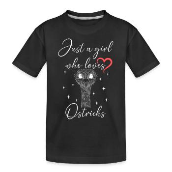 Frau Mädchen Liebe Herz Strauß ostrich - Kinder Premium Bio T-Shirt - Schwarz - Vorne
