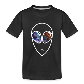Alien looking in Space - Galaxy Eyes - Kids' Premium Organic T-Shirt - black - Front