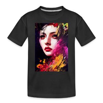 Frau mit Farbkleksen - Kinder Premium Bio T-Shirt - Schwarz - Vorne