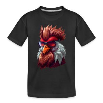 crazy Chicken mit Sonnenbrille - Kinder Premium Bio T-Shirt - Schwarz - Vorne