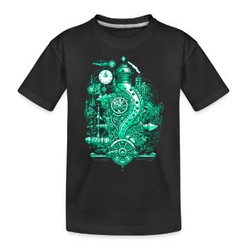 Steampunk Dampfmaschine mit Uhrwerk und Technik - Kinder Premium Bio T-Shirt - Schwarz - Vorne